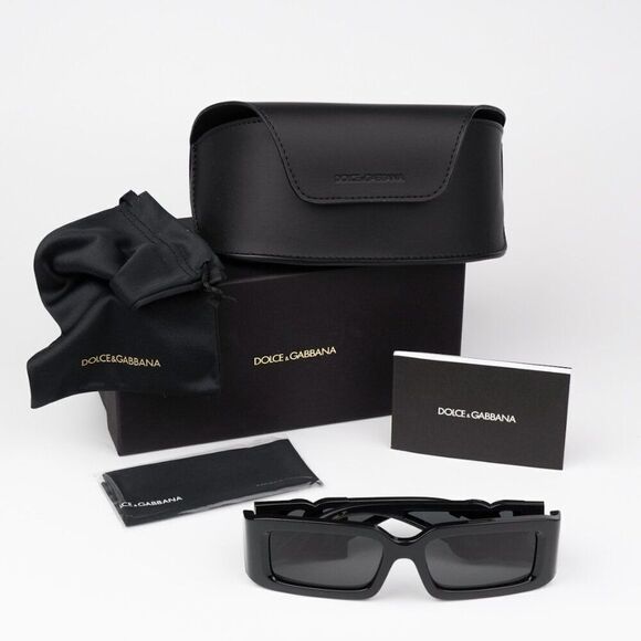 NEW D&G DG6197 501/87 Black Dark Grey Rectangle Unisex Sunglasses main image 10